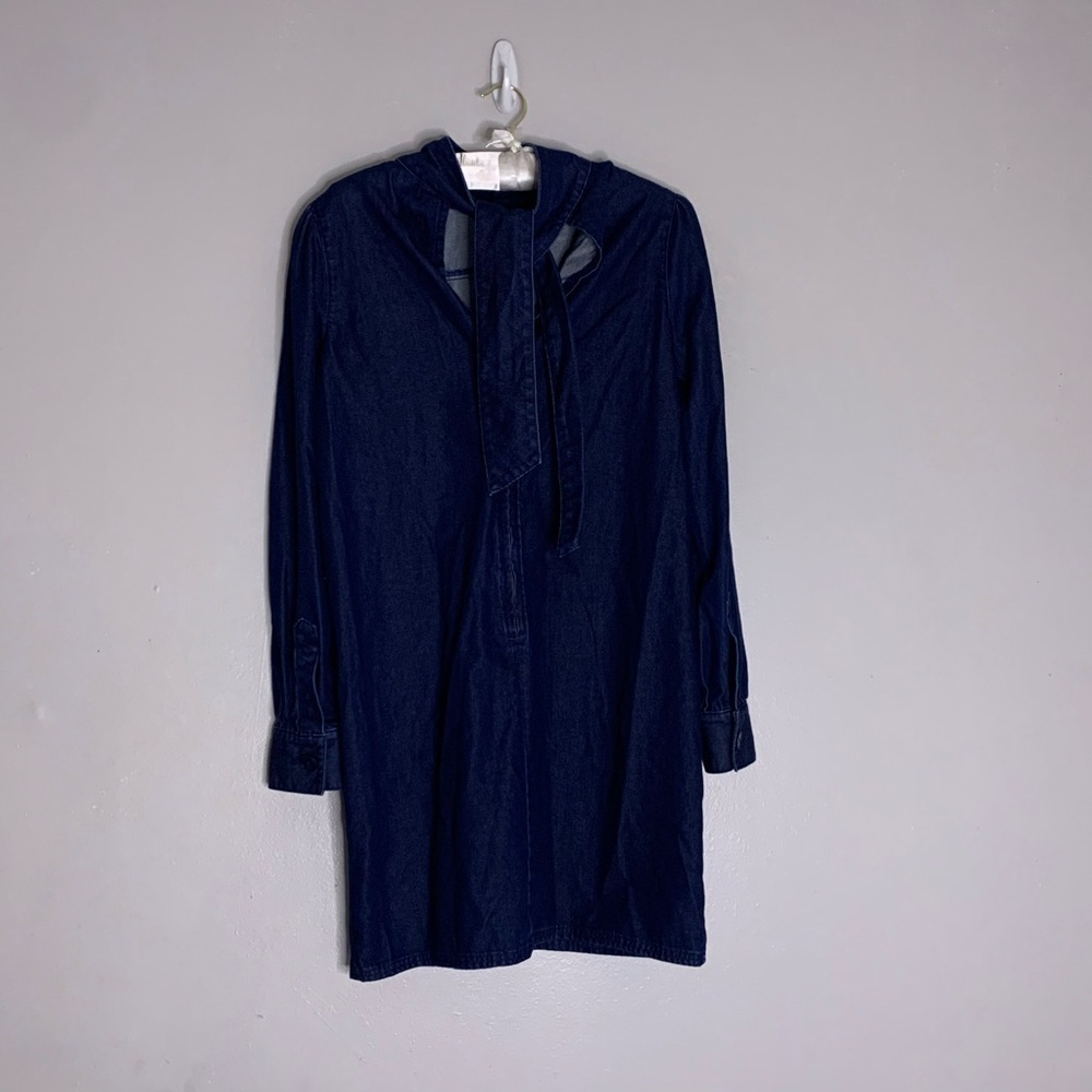 Kate Spade High Neck Open Back long sleeve Denim Mini dress small - Picture 3 of 10